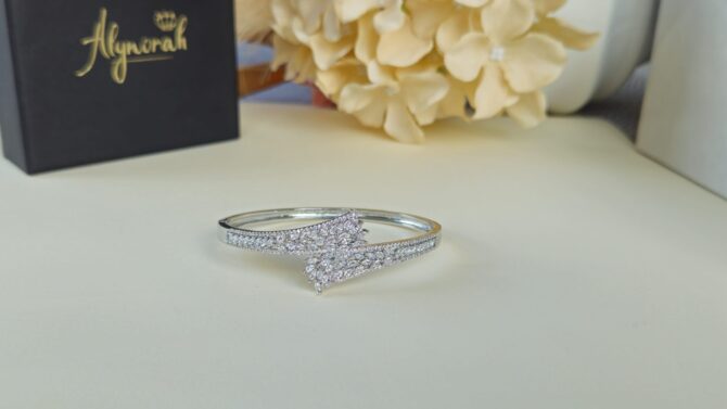 Alara Bangle - Stainless Steel with Cubic Zirconia in Prong Setting