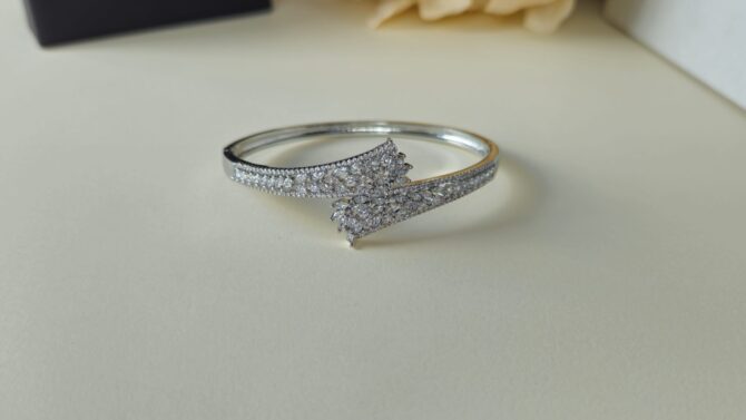 Alara Bangle - Stainless Steel with Cubic Zirconia in Prong Setting - Image 2