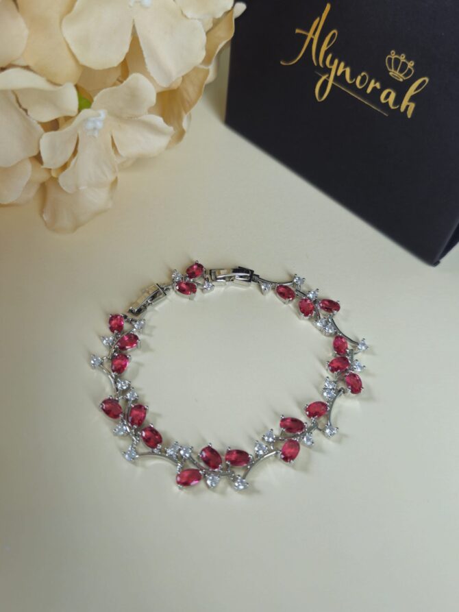 Blink the Red/Purple - White Gold-Plated Crystal Bracelet