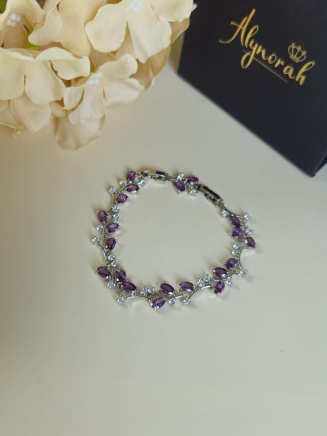 Blink the Red/Purple - White Gold-Plated Crystal Bracelet - Image 2