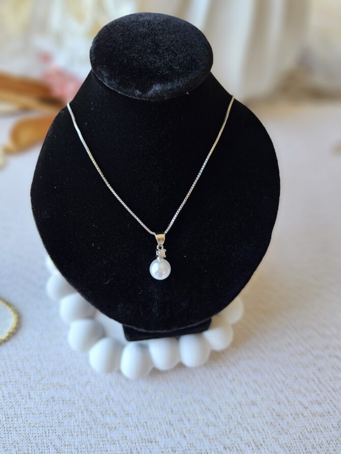 Derya Pendant - Sterling Silver with Freshwater Pearl & Cubic Zirconia