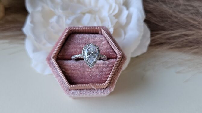 Promise Ring - Silver-Plated Pear-Shaped Diamond Ring