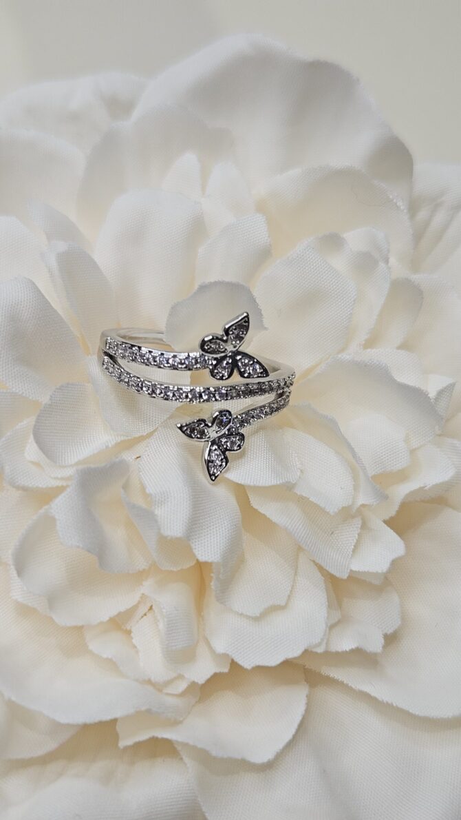 Butterfly Ring - Sterling Silver with Sparkling Cubic Zirconia