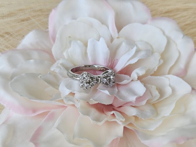 Fancy Bow Ring - Silver-Plated with Dazzling Cubic Zirconia - Image 2