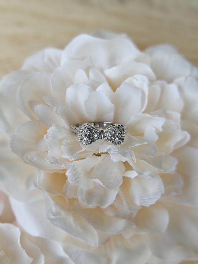 Fancy Bow Ring - Silver-Plated with Dazzling Cubic Zirconia