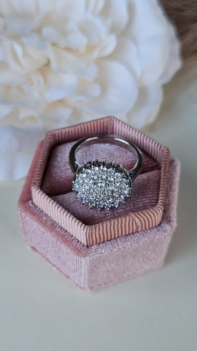 Jasmine Floral Ring - Silver-Plated with Cubic Zirconia