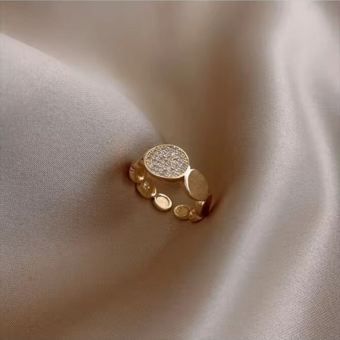 Open Circle Ring - Gold Stainless Steel with Paved Zirconia - Image 3