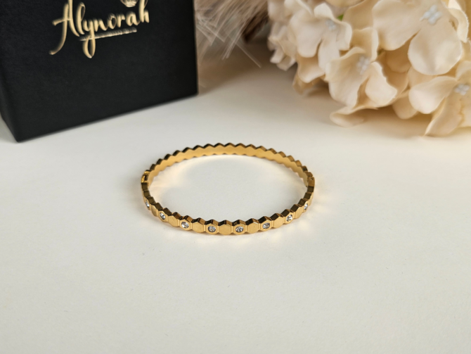 Dazzle Bangle - 18k Gold-Plated Stainless Steel with Cubic Zirconia