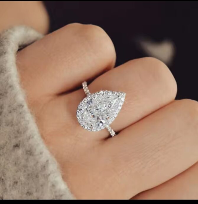 Promise Ring - Silver-Plated Pear-Shaped Diamond Ring - Image 2