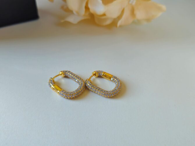 Radiant Hoops - Gold-Plated Stainless Steel with Cubic Zirconia - Image 2
